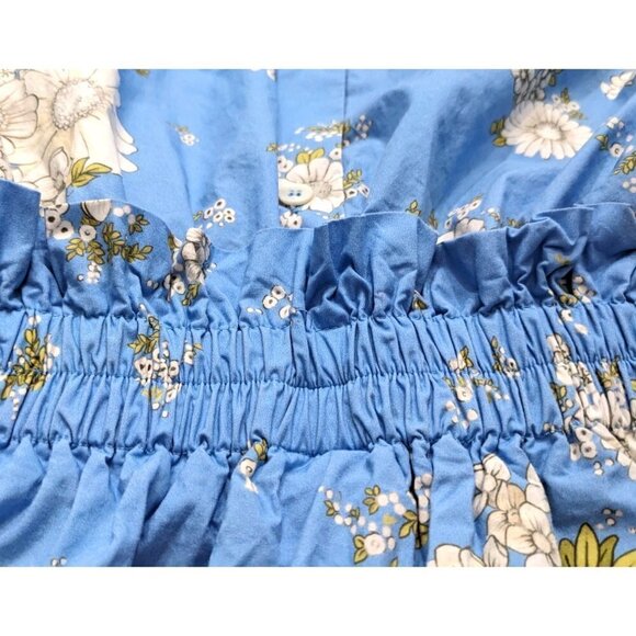NO. 21 Floral Blue Fantasia Base Midi Dress 100% Cotton Long Sleeve Size 36 XS - Picture 9 of 12